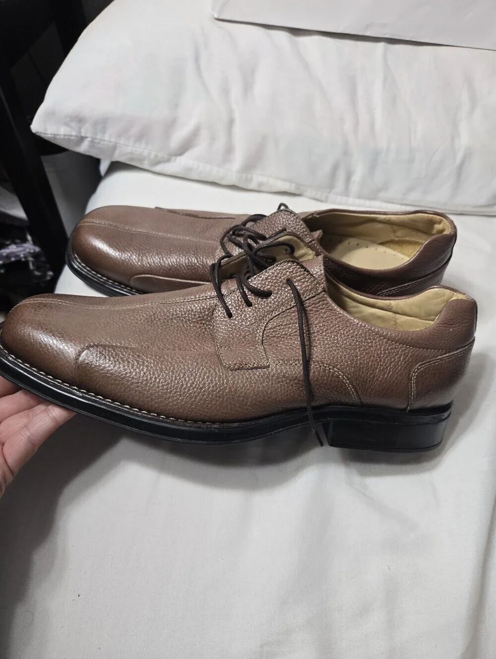 Belvedere Baybridge Men's Brown Pebbled Leather Tied Shoe sz 15D